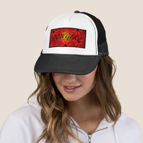 Cowgirl Red Sunburst Flowers Trucker Hat