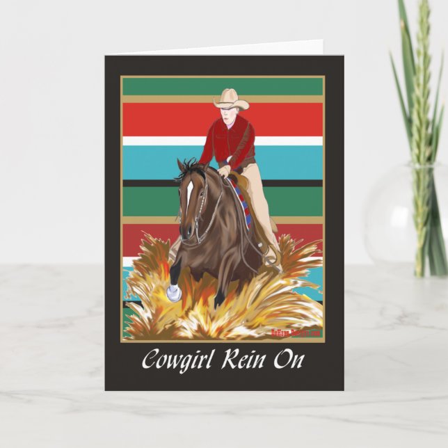 Cowgirl Rein On Blank Card (Front)