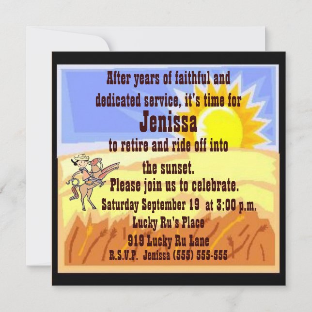 Cowgirl Retirement Party Invitation (Front)