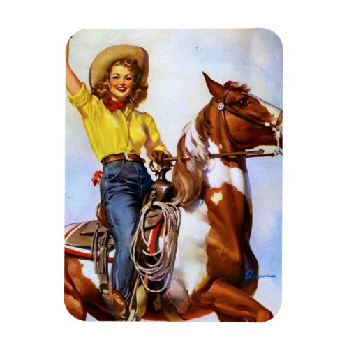 Cowgirl Rider Pin Up Magnet