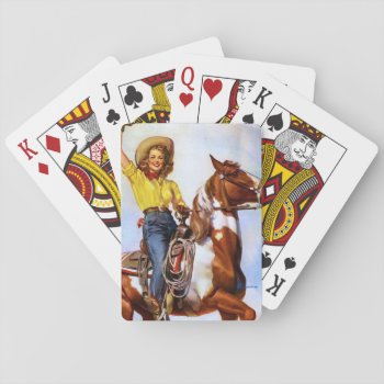 Cowgirl Rider Pin Up Magnet Playing Cards by Vintage_Art_Boutique at Zazzle