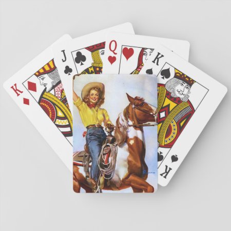 Cowgirl Rider Pin Up Magnet Playing Cards