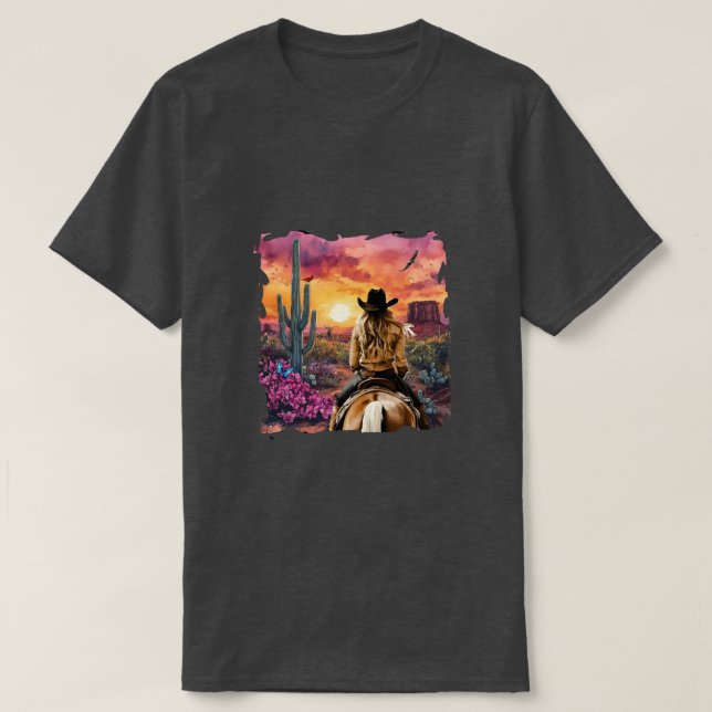 Cowgirl rides away T-Shirt (Design Front)
