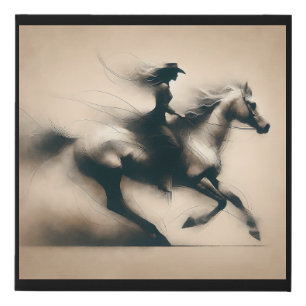 Cowgirl Riding a Horse, Western Cowgirl Faux Canvas Print