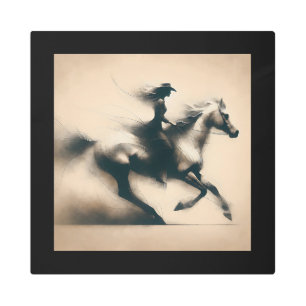 Cowgirl Riding a Horse, Western Cowgirl Metal Print