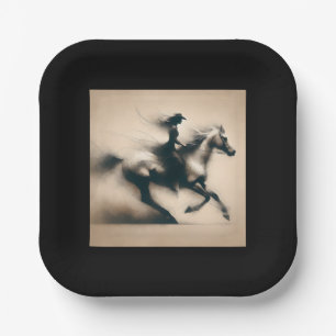 Cowgirl Riding a Horse, Western Cowgirl Paper Plates