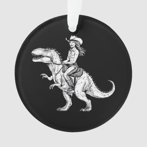 Cowgirl Riding Dinosaur Ornament