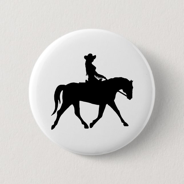 Cowgirl Riding Her Horse Pinback Button (Front)