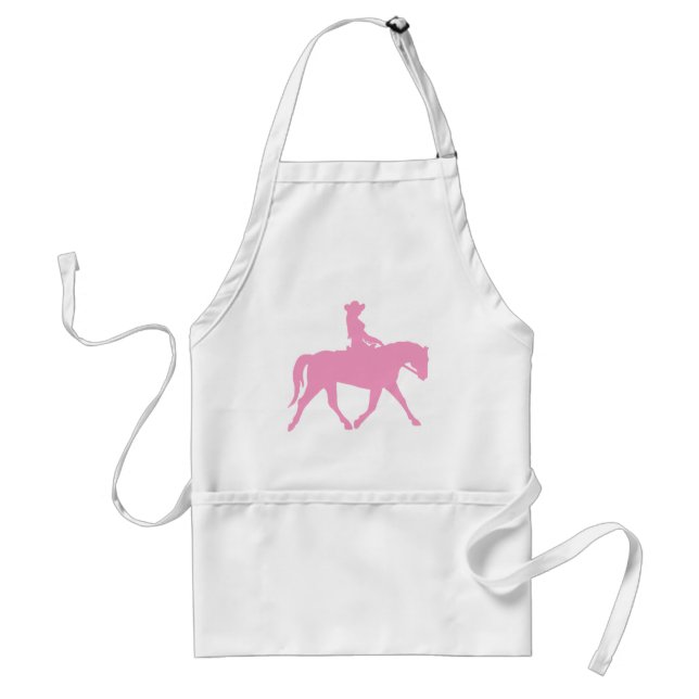 Cowgirl Riding Her Horse (pink) Adult Apron (Front)