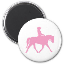 Cowgirl Riding Her Horse (pink) Magnet
