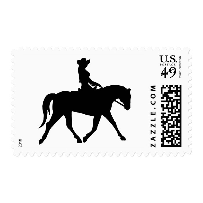 Cowgirl Riding Her Horse Postage Stamp