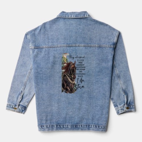 Cowgirl Riding Horse Im The Storm Western Country Denim Jacket