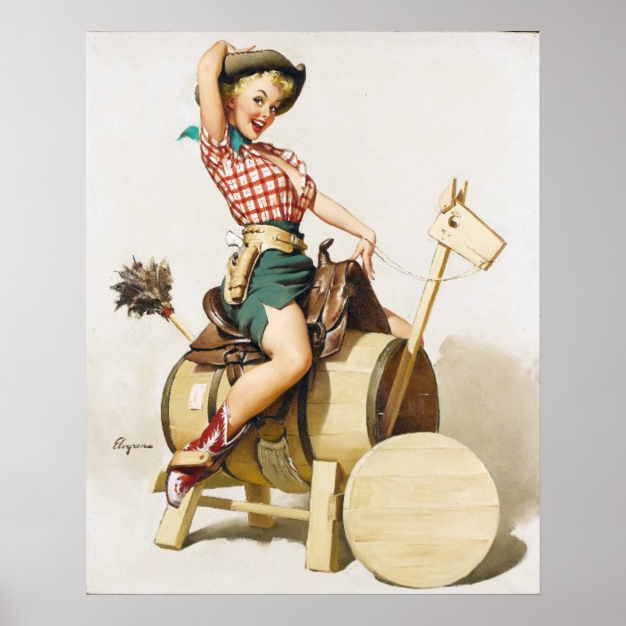 Cowgirl Riding Pin Up Poster