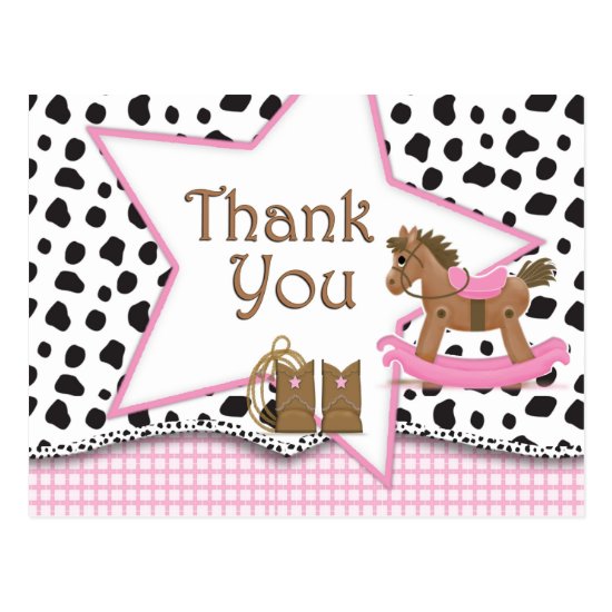 Cowgirl Rocking Horse Postcard Thank You