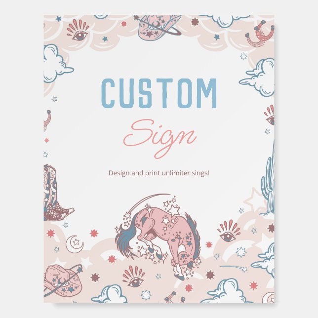 Cowgirl Rodeo Baby Shower Custom Sign (Front)