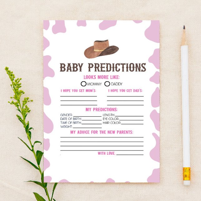 Cowgirl Rodeo Baby Shower Predictions Activity Stationery (Creator Uploaded)