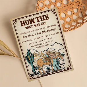 Cowgirl Rodeo Birthday How The West Was One Invitation