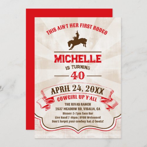 Cowgirl Rodeo Birthday Invitation for Adults