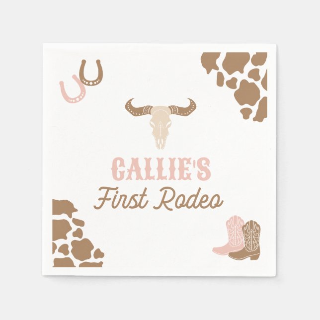 Cowgirl Rodeo Birthday Party Napkins (Front)