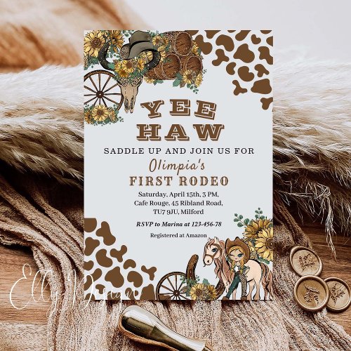 Cowgirl Rodeo First Birthday  Invitation