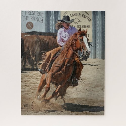 Cowgirl Rodeo Horse Horseback Ride Western Sports Jigsaw Puzzle