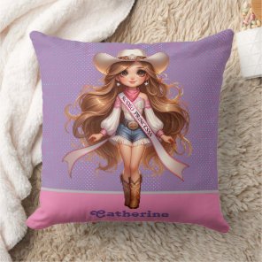 Cowgirl Rodeo Princess 1 Personalized Throw Pillow