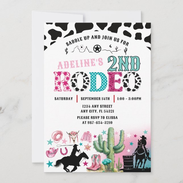 Cowgirl Rodeo Roundup Invitation (Front)