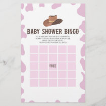Cowgirl Rodeo Western Bingo Baby Shower Game Stationery