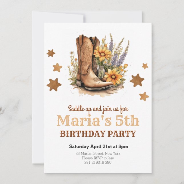 Cowgirl Rodeo Western Birthday  Invitation (Front)