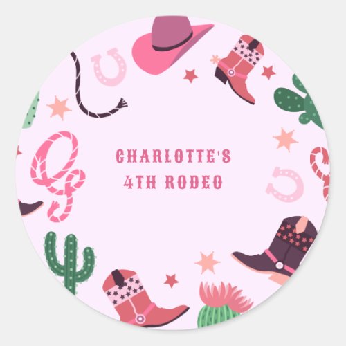 Cowgirl Rodeo Western Birthday Party Classic Round Sticker