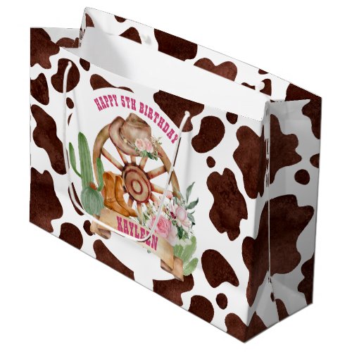 Cowgirl rodeo western birthday personalized large gift bag