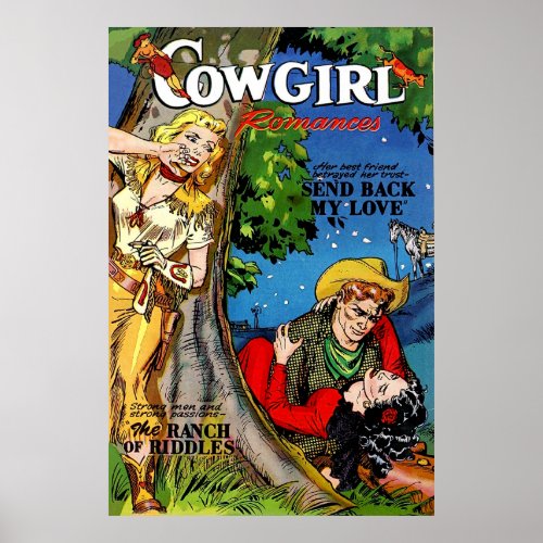 Cowgirl Romance The Betrayal Vintage Comics Poster