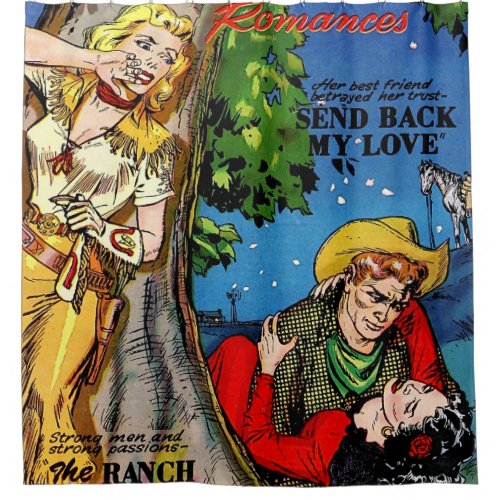 Cowgirl Romance The Betrayal Vintage Comics Shower Curtain