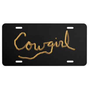 Cowgirl Rope Text License Plate