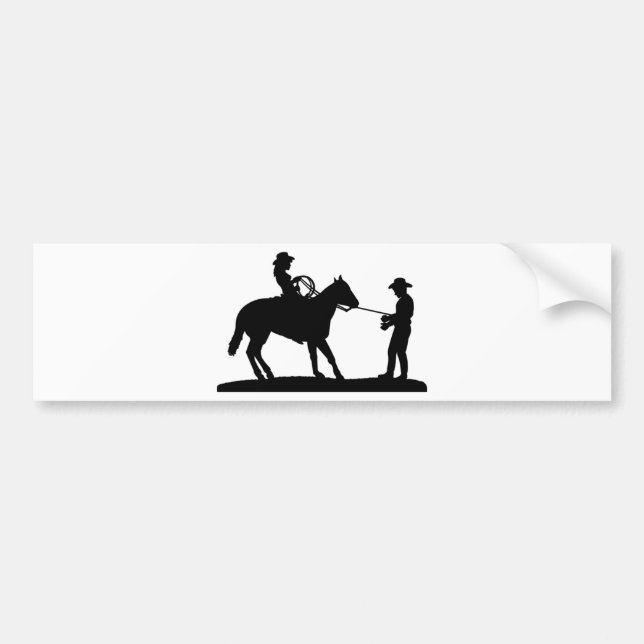 Cowgirl Roping Cowboy Bumper Sticker (Front)