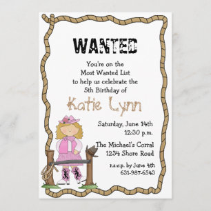 Cowgirl Roundup Birthday Party Invitation