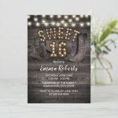 Cowgirl Rustic Barn Wood Western Sweet 16 Invitation (Standing Front)