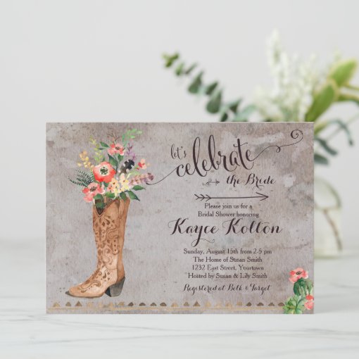 Cowgirl Rustic Bridal Shower Invitation | Zazzle