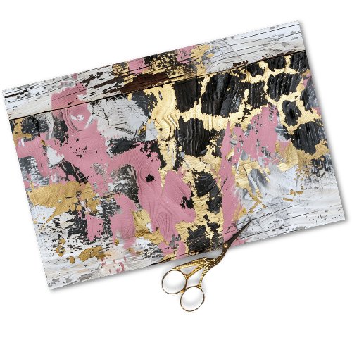 Cowgirl Rustic Glam Pink Leopard Decoupage  Tissue Paper