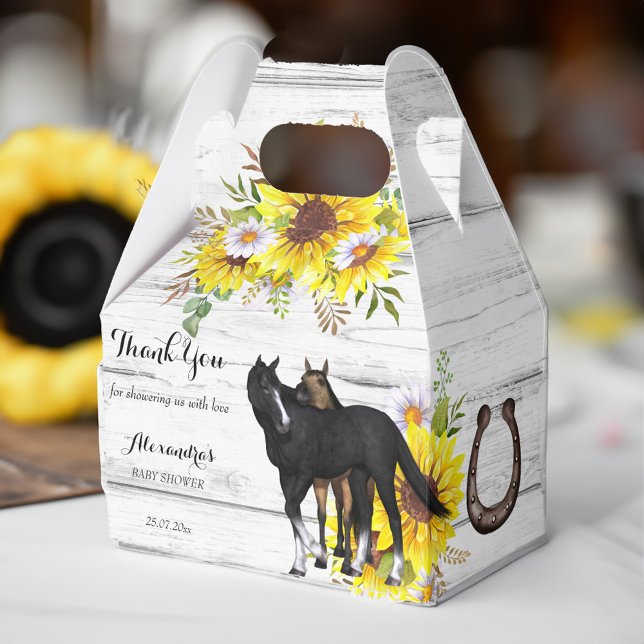 Cowgirl rustic  horse foal sunflowers baby shower favor boxes (Cowgirl rustic horse foal sunflowers baby shower favor box)