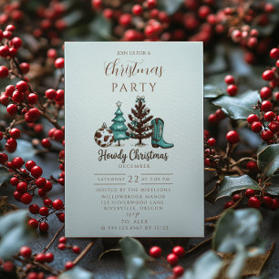 Cowgirl Rustic Howdy Christmas Invitation
