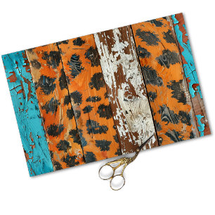 Cowgirl Rustic Western Country Wood Decoupage Tissue Paper