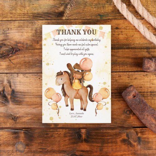 Cowgirl saddle up birthday thank you card