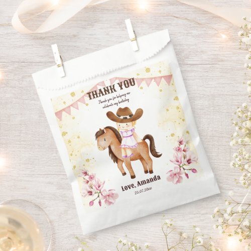 Cowgirl saddle up birthday thank you card favor bag