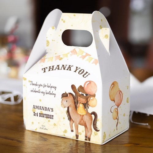 Cowgirl saddle up birthday thank you favor boxes