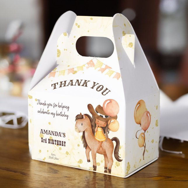 Cowgirl saddle up birthday thank you favor boxes (Cowgirl saddle up birthday thank you favor box)