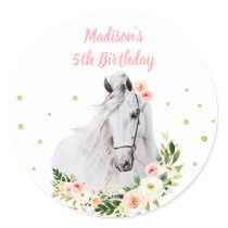 Cowgirl Saddle Up Horse Pony Birthday Classic Round Sticker