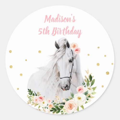 Cowgirl Saddle Up Horse Pony Birthday Classic Round Sticker
