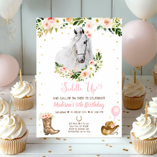 Cowgirl Saddle Up Horse Pony Birthday Invitation