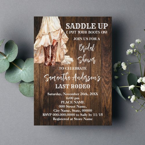 Cowgirl Saddle Up Western Bridal Shower Invitation